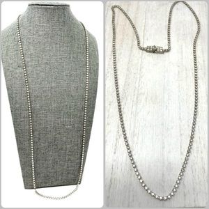 Long rhinestone single strand necklace